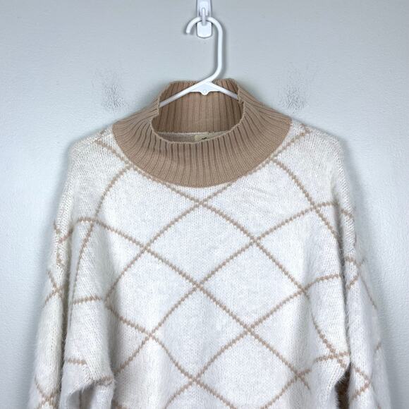 Listicle Fuzzy Sweater Knit Mock Neck Sweater Pullover Long Sleeve Soft Large - Picture 2 of 9